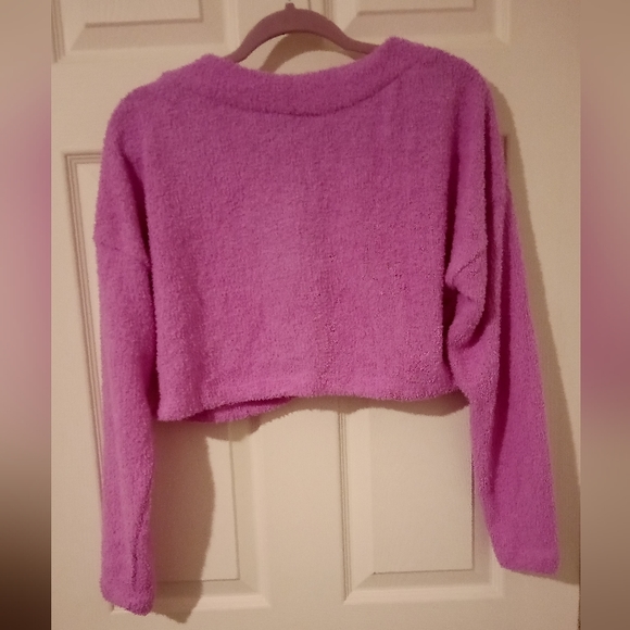 (Clearance) Wild fable purple 💜 crop top long sleeve button up sweater - Picture 4 of 6